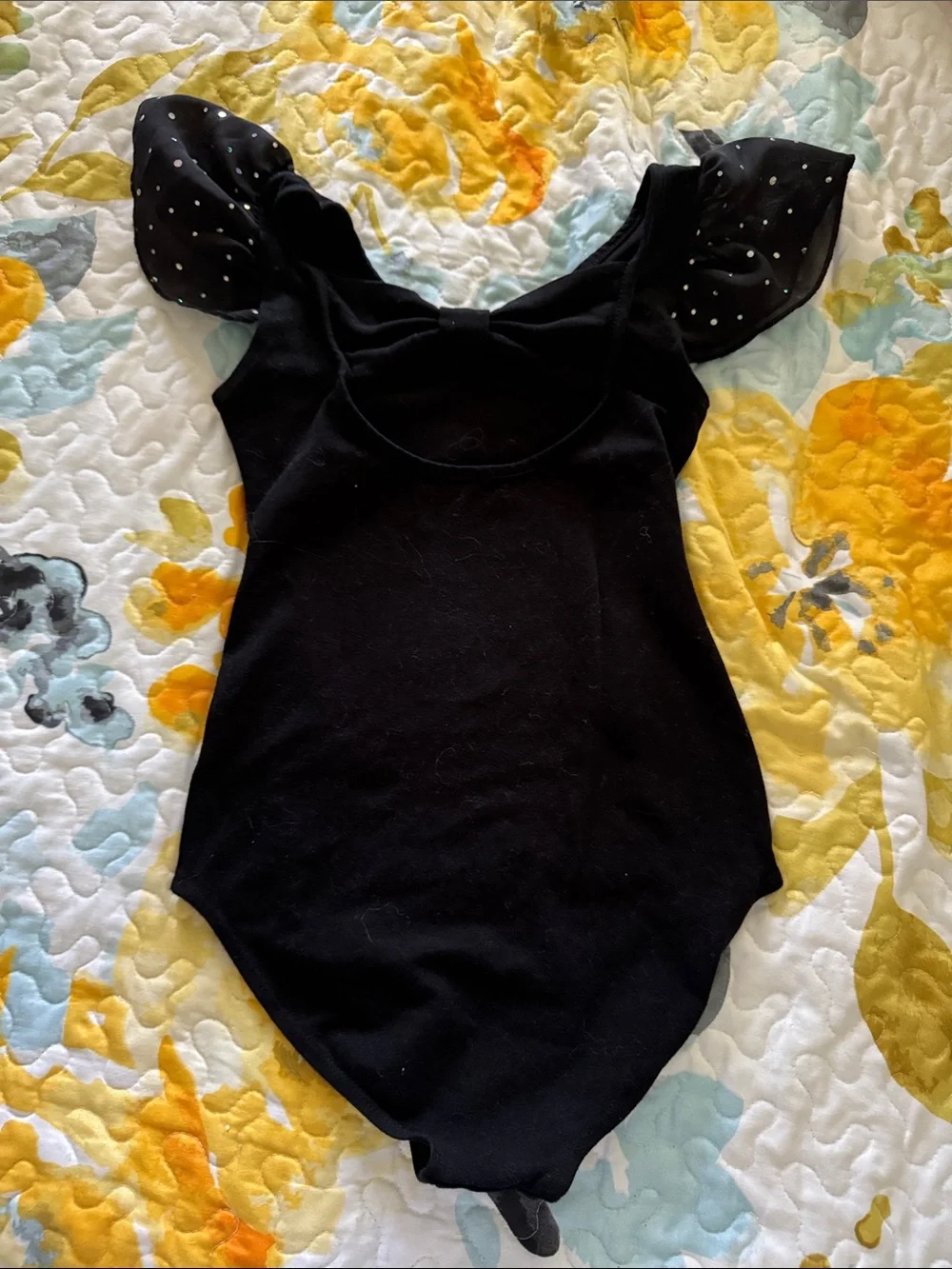 Black Kids One-Piece with Sparkle Sleeve Accents